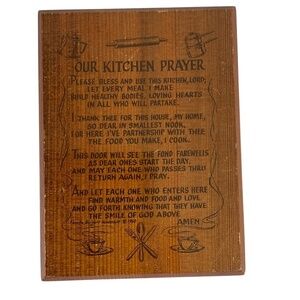 Vintage 1960 “Our Kitchen Prayer” Wall Plaque by Floretta Barnard Vanderbilt